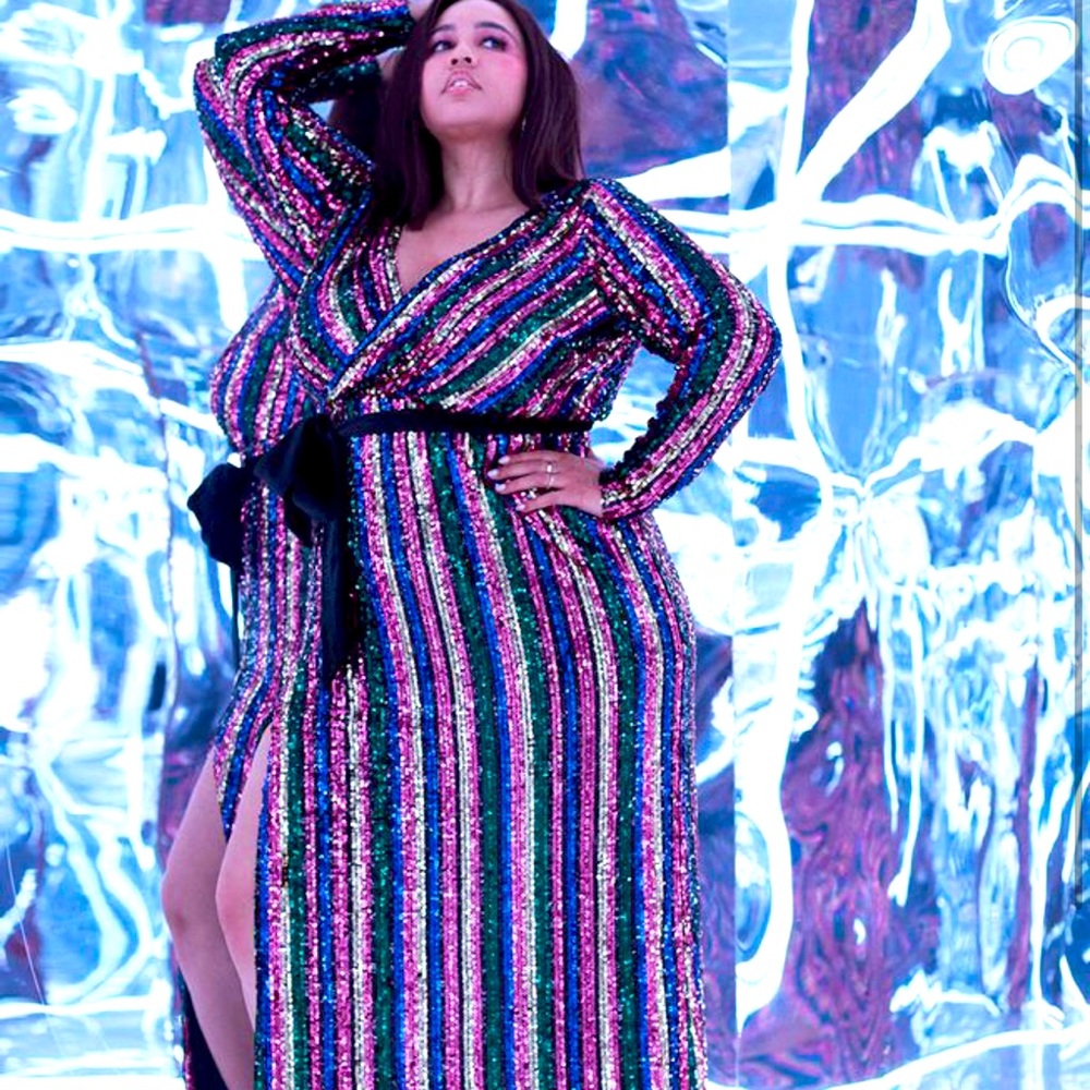 Rainbow Sequin Wrap Dress